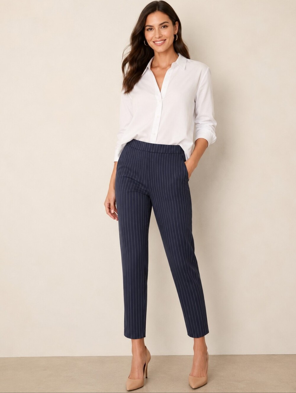Banana Republic Navy Pinstripe Ankle Pants Size 4